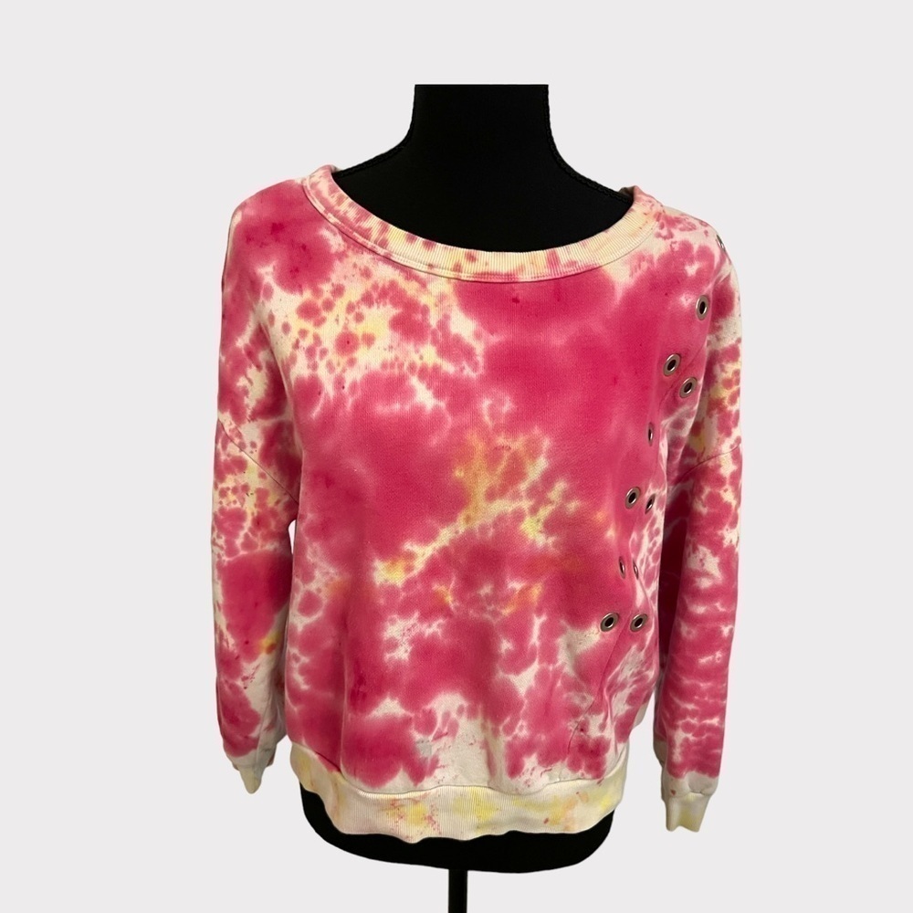 Express One Eleven Pink Tie Dye Sweater Extra Small